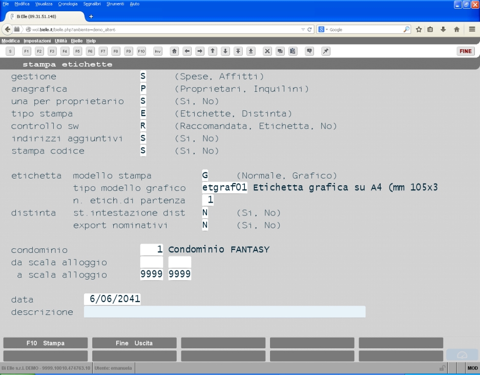 Stampa etichette