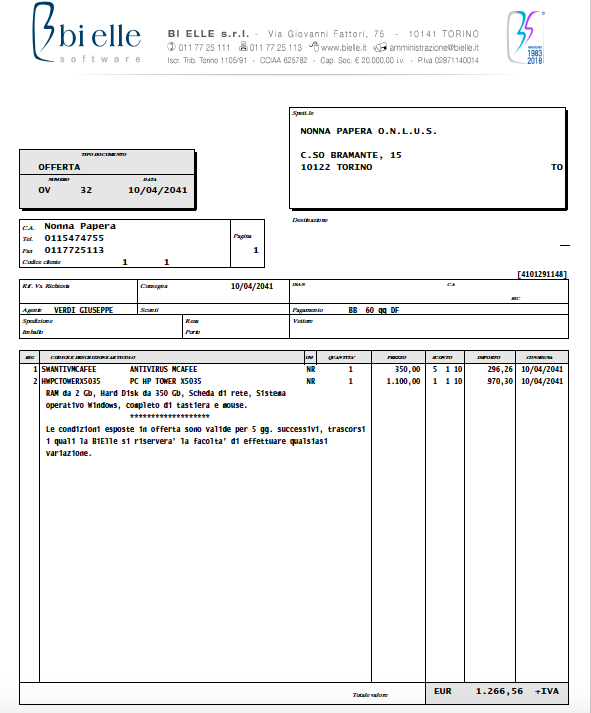 Stampa offerta